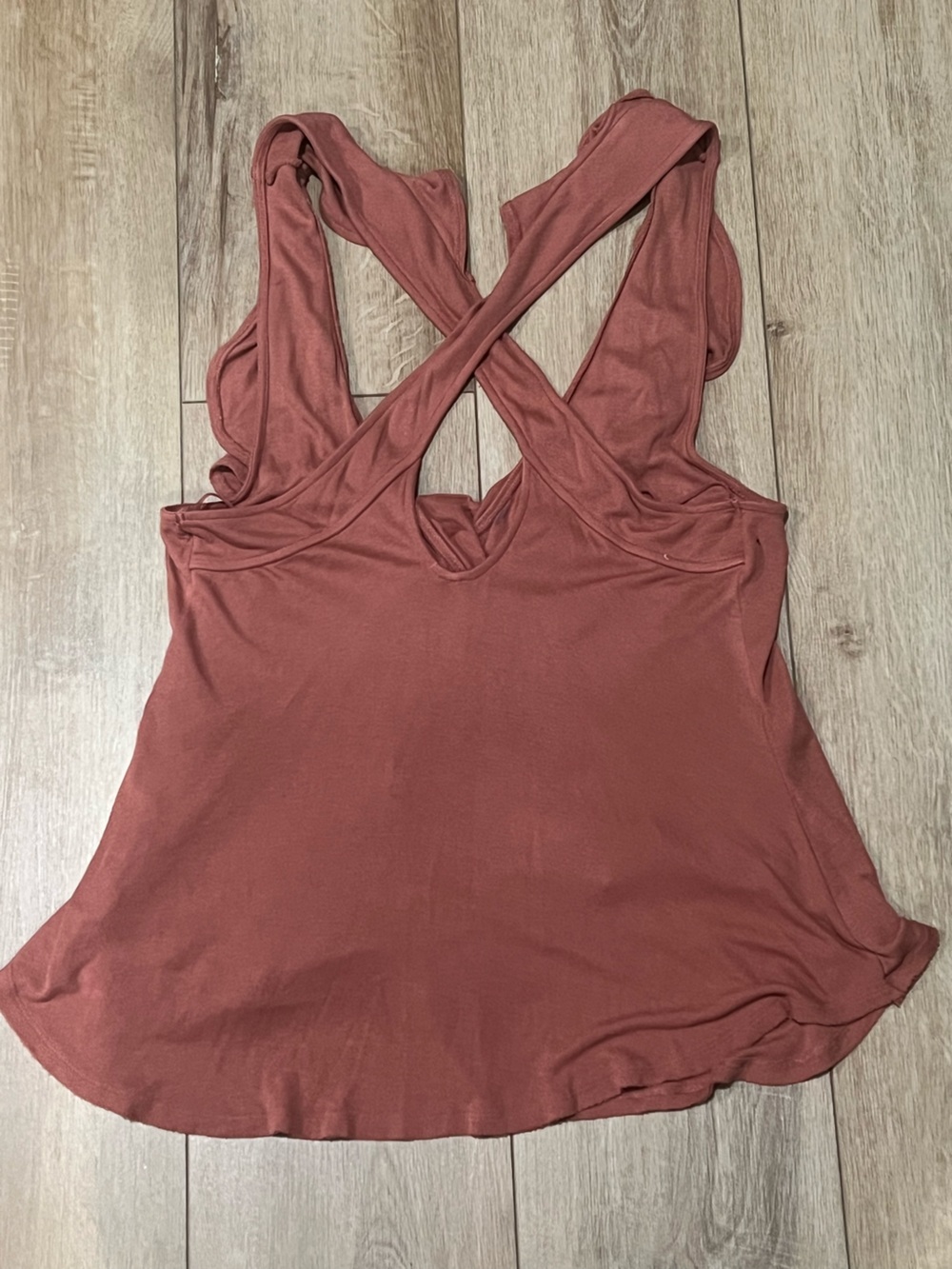 Free People • FP Rust / Terracotta Cross-Back Ruffle Tank Small - Picture 2 of 6
